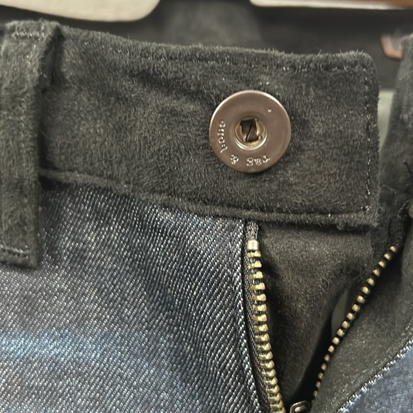 Rag & Bone Lamb Leather + Jean Combo Skinny Pant, Blue, Black, Size 28 - Picture 6 of 14